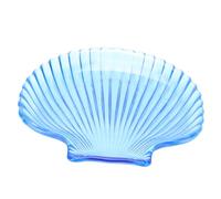 GETAJGHSD Assiette à Dessert en Verre Cristal Bleu Motif Coquille, Plat de Collation Transparent 1 Pièce, Plateau de Rangement Alimentaire pour Buffet et Décoration Intérieure
