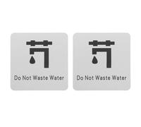 GETAJGHSD Autocollant Panneau d'Avertissement Aluminium 2 Pièces pour Économiser L'Eau Message Clair pour Évier Cuisine et Toilettes Intérieur Extérieur