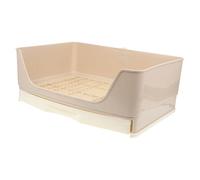 GETAJGHSD Bac à Litière D’Angle Beige, Tiroir, Plastique pour Lapin | Grille Séparatrice, Base Filtrante, Bords Lisses, pour Cages D’animaux et Usage en Appartement