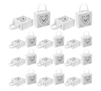 GETAJGHSD Boîtes à Dragées de Cœur Ajouré, Lot de 25 Coffrets Blanches Réutilisables en Papier Poignée pour Enterrement de Vie de Jeune Fille et Mariage
