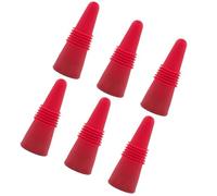 GETAJGHSD Bouchons de Vin Réutilisables pour Conserver le Vin Frais Lot de 6 en Silicone et Acier Inoxydable Rouge, Adaptés aux Bouteilles Standard Bar