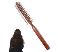 GETAJGHSD Brosse Coiffante en Bois Marron pour Cheveux Bouclés, Brosse Enroulable Pratique pour Brushing, Adaptée aux Cheveux Courts à Domicile en Hôtel