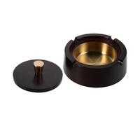 GETAJGHSD Cendrier Rond en Bois Doublure en Acier Inoxydable et Couvercle Métallique, Coupe-Vent, pour Fumeurs Bureau, Salon et Terrasse, Accessoire Pratique pour Cigarettes