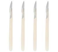 GETAJGHSD Couteau de Boulangerie Incurvé 4 Pièces en Acier Carbone Manche Plastique Blanc, Outil Professionnel pour Trancher, Bagels et Pizza à Domicile en Toute Sécurité