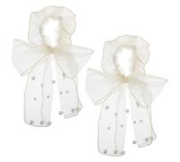 GETAJGHSD Élastiques à Cheveux en Organza Beige Nœud Noeud, Haute Élasticité et Design à Pois, Lot de 2 pour Femmes et Filles, Accessoires pour Fêtes