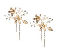 GETAJGHSD Épingles à Cheveux de Mariée Dorées avec Fleurs à Cinq Pétales en Alliage de Zinc, 2 Pièces, Faciles et Pratiques à Porter Vie Quotidienne Photographie