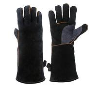 GETAJGHSD Gants de Travail Résistants Chaleur Double Couche Cuir Bovin Brûlure pour Soudure Barbecue Foyer et Jardinage