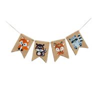 GETAJGHSD Guirlande Toile de Jute à Motifs Animaux Forêt Bannière Suspendue Rustique pour Décoration Anniversaire Garçon Fille Guirlande Fanions pour Fête Intérieure et Extérieure