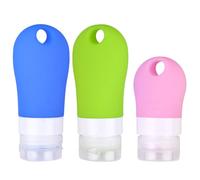 GETAJGHSD Kit de 3 Bouteilles Rechargeables Portable et Étanche 38ml et 60ml en Silicone Souple pour Transporter Shampoing et Savonnette Liquide en Voyage