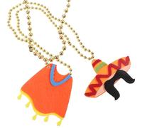 GETAJGHSD Lot de 2 Colliers Décoratifs Mexicains en Alliage Léger Pendentifs Chapeau et Cape, Collier de Carnaval Fantaisie pour Fête Fiesta et Décoration Mexicaine, Présent Original