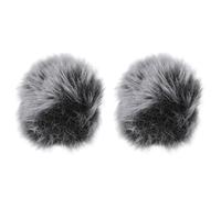 GETAJGHSD Lot de 2 Housses en Peluche pour Microphone à Pince, Protection Anti-bruit et Anti-postillons, Couleur Gris Noir, Bonnette Coupe-vent Compacte pour Karaoké, Studio et Scène