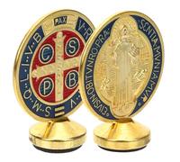 GETAJGHSD Lot de 2 Ornements Croix Décorative Saint Benoît en Alliage Coloré, Motif Recto-Verso Unique, Décoration Intérieure pour Maison, Bureau, Église et Scènes de Noël