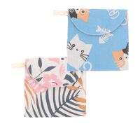 GETAJGHSD Lot de 2 Pochettes Menstruelles en Coton Lin Fermeture Éclair, Grosse Capacité pour Serviettes Maternité et Rangement D'articles Personnels, Portable pour Filles et Adolescentes