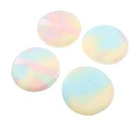 GETAJGHSD Lot de 4 Houppettes Rondes à Poudre Douce en Peluche 10,5cm pour Usage Quotidien et Studio, Applicateurs de Maquillage Colorés et Hygiéniques, Économiques et Lavables
