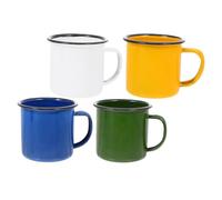 GETAJGHSD Lot de 4 Tasses en Émail Vintage 300 Ml, Assortiment Blanc Jaune Bleu Vert, Gobelets de Camping Polyvalents pour Café, Thé, Maison et Activités Extérieures Couleur Aléatoire