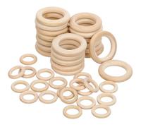 GETAJGHSD Lot de 40 Anneaux en Bois Brut pour Loisirs Créatifs, Anneaux Macramé Confortables, Cercles Bois Beige pour Fabrication Bijoux et Décoration Macramé