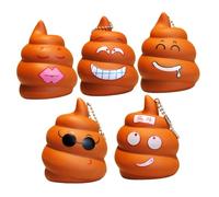 GETAJGHSD Lot de 5 Porte-clés Caca en Pvc Réaliste, Décompression Élastique et Léger, Accessoire Drôle pour Clés, Paquet et Paquet à Dos, Présent de Fête et Blague Amusante Style Aléatoire