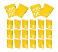 GETAJGHSD Lot de 50 Cages D'élevage Apicole en Plastique Jaune, Léger et Robuste, pour Isolement et Transport des Reines en Apiculture