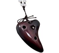 GETAJGHSD Ocarina en Céramique 6 Trous Tonalité Aiguë Marron, Instrument de Collier Léger et Compact Cordon Perle Jade, Instrument Ocarina Professionnel pour Musique et Voyage