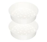 GETAJGHSD Panier Vapeur en Plastique Blanc 2 Pièces pour Cuiseur Vapeur, Support Rond Compact Chauffage Uniforme, pour Cuire Baozi et Œufs