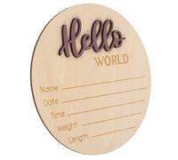 GETAJGHSD Panneau en Bois Rond pour Annoncer une Naissance Nom du Bébé, Surface Lisse sans Bavures, Couleur Pourpre, Accessoire Délicat pour Photos de -né