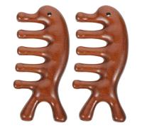 GETAJGHSD Peigne de Massage Portable en Bois de Santal 2 Pièces Dents Larges Forme Dauphin pour Massage Capillaire et Élimination des Pellicules Adapté à Tous Types de Cheveux
