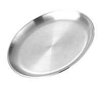 GETAJGHSD Plat à Barbecue Rond en Acier Inoxydable 304 Brossé 34 Cm, Plateau de Service Doré Épais pour Buffet Cuisine, Assiette à Pizza Résistante et Plateau-repas Multifonction pour Repas