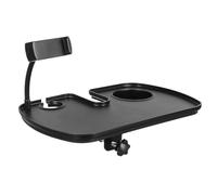 GETAJGHSD Plateau pour support de micro ABS avec porte-gobelet intégré noir, support stable 4.5kg pour médiators et accessoires, adapté pour réunions et allocutions