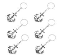 GETAJGHSD Porte-clés Design Compact et Créatif Ancre en Alliage de Zinc Lot de 6 Argenté Souvenirs de Mariage et Accessoires Nautiques pour Hommes et Femmes