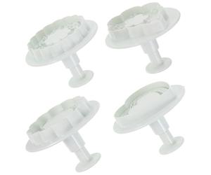 GETAJGHSD Tampons à Biscuits 4 Pièces en Abs Réutilisables, Formes Cœur, Fleur et Feuille D'éventail, Faciles à Nettoyer, pour Pâtisserie DIY et Fêtes