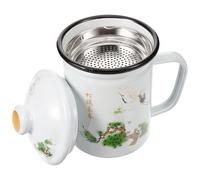 GETAJGHSD Tasse Émaillée à L'ancienne Filtre à Thé 700ml en Acier Inoxydable et Émail, Poignée Confortable, Style Rétro pour Café ou Bureau