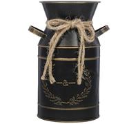 GETAJGHSD Vase à Pichet en Fer Galvanisé Noir Style Vintage Rustique Double Anse, Pot de Fleurs Décoratif pour Bouquets Artificiels et Décoration Intérieure