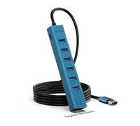 Getatek Hub USB 3.0 avec câble de 120 cm, rallonge USBA, multiprise USB à 6 ports avec adaptateur réseau USB, entrée d'alimentation supplémentaire 5 V, adaptateur USB vers Ethernet pour lecteur flash