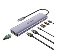 Getatek Hub USB C 10 Gbit/s, station d'accueil pour ordinateur portable, station d'accueil triple écran 7 en 1 avec double HDMI, DisplayPort, PD 100 W, 2 ports USB 3.2, USB C 3.2 pour Dell HP Lenovo