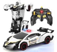 Getatoy Transformateur de voiture télécommandée - Robot RC - Jouet - Voiture de police - Jouet pour enfants de 3 à 12 ans - Cadeau d'anniversaire - Noir