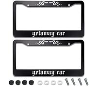 Getaway Car License Plate Frame,2 Pack License Plate Frame Car Universal Stainless Steel Accessories Cars Decor 2 Holes Screws Fits Standard US Vehicles Size