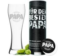 getbrave Verre à bière - « Bester Papa der Welt » (0,5 l) dans une boîte cadeau - Cadeau pour la fête des pères - Noël - Cadeau d'anniversaire - Chope à bière