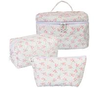 GETBSTOOP 3 pièces Trousse de Maquillage Florale Pochette cosmétique Portable Sac cosmétique de Sac de Support cosmétique de capacité Trousse de Toilette esthétique