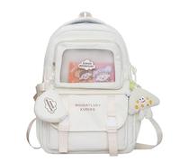 GETBSTOOP Sac à dos esthétique mignon en nylon, sac à dos de décontracté avec pendentif, sac à dos Preppy avec sangle réglable pour filles
