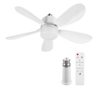 GETBSTOOP Ventilateur de Plafond avec Lumière, LED E26/E27 avec Télécommande, Éclairage Réglable en 3 Couleurs de 3000K à 6500K, 5 Pales, 42cm ou 52cm, Idéal pour Chambre à Coucher, Cuisine et Salon