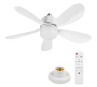 GETBSTOOP Ventilateur de Plafond avec Lumière, LED E26/E27 avec Télécommande, Éclairage Réglable en 3 Couleurs de 3000K à 6500K, 5 Pales, 42cm ou 52cm, Idéal pour Chambre à Coucher, Cuisine et Salon