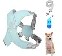Getchewie - Lot de 1/2 harnais confortable Chewie pour chien, 100 % respirant et confortable, anti-rupture, réfléchissant, confortable à mâcher avec distributeur de sacs à déjections canines (vert, S)
