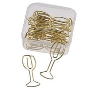 GetCoupon Lot de 20 trombones en forme de verre à vin, trombones dorés de forme créative, marque-page amusant