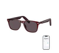 GetD Lunettes Bluetooth, Lunettes Audio Intelligentes à Oreille Ouverte avec Haut-Parleur et Microphone, Lunettes de Soleil Polarisées pour Femmes et Hommes (Cadre Rouge + Lentille Grise)