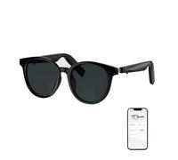 GetD Lunettes Bluetooth, lunettes intelligentes à oreilles ouvertes, grandes lunettes de soleil polarisées rondes, lunettes audio Bluetooth 5.4, anti-fuite sonore, réduction du bruit d'appel, lentille