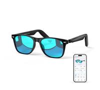GetD Lunettes Intelligentes,Lunettes Audio Bluetooth à Oreille Ouverte avec Haut-Parleur et Double Microphone,Lunettes de Soleil Polarisées pour Hommes et Femmes,Cadre Noir (Lentille Bleu)