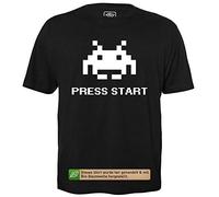 getDigital Alien Space Invaders - T-Shirt Hommes pour Geeks avec Slogan Motif en Bio Coton Manche Courte Col Rond, L