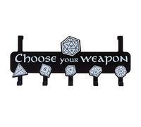 getDigital Choose Your Weapon Porte-manteau de porte en acier inoxydable avec 5 crochets décoratifs pour joueurs de rôle Noir 39 x 13,3 cm