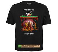 getDigital Front-End - Back-End - T-Shirt Hommes pour Geeks avec Slogan Motif en Bio Coton Manche Courte Col Rond, L