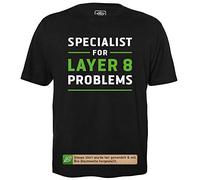 getDigital Spécialiste en problèmes de Couche 8 - T-Shirt Hommes pour Geeks avec Slogan Motif en Bio Coton Manche Courte Col Rond, 3XL